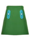 Valentino Green Solid Crepe Couture Miniskirt