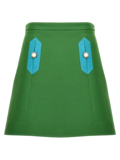 Valentino Green Solid Crepe Couture Miniskirt