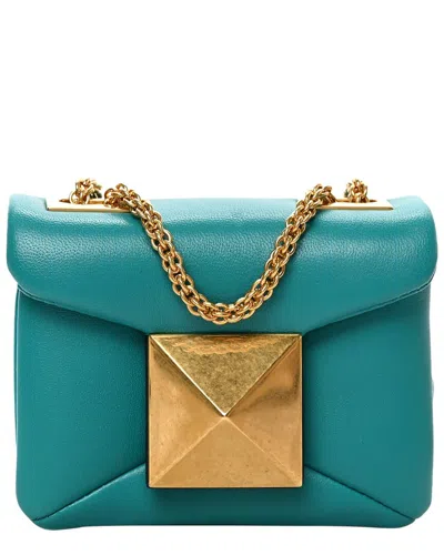 Valentino Garavani Valentino Green Nappa Leather Micro One Stud Chain Bag (authentic Pre-loved) In Blue