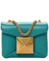 Valentino Green Nappa Leather Micro One Stud Chain Bag (authentic Pre-loved) In Blue