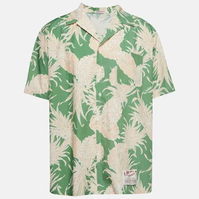 Pre-owned Valentino Green Pineapple Print Cotton Hawaiian Shirt S
