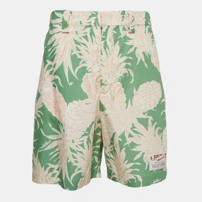 Pre-owned Valentino Green Pineapple Print Cotton Shorts S