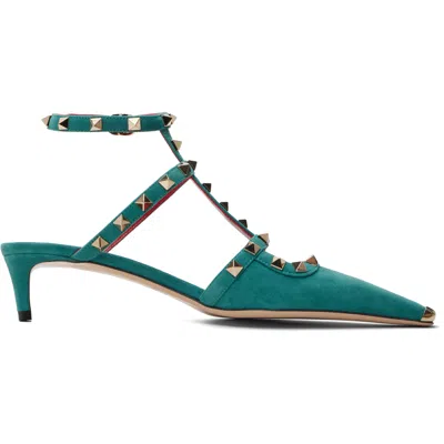 Valentino Garavani Green Rockstud Court 40mm Heels In Multi