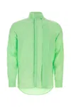 Valentino Silk Shirt With Long Sleeves And High Collar In Green