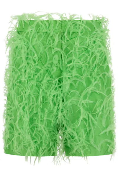 Valentino Green Short Pants With Feathers.
