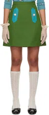 Valentino Green Logo Solid Skirt In R6f Laurel/celestial