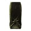 Valentino Green Solid Midi Skirt In Green