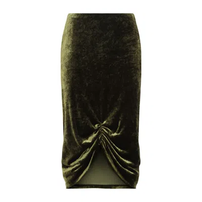 VALENTINO GREEN SOLID MIDI SKIRT