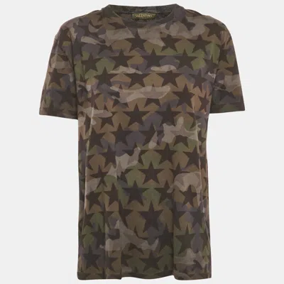 Pre-owned Valentino Green Stars Print Jersey Crewneck T-shirt S