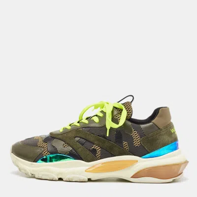 Pre-owned Valentino Garavani Green Suede And Leather Camouflage Sneakers Size 42