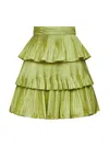 Valentino Green Taffeta Flounced Mini Skirt In Green