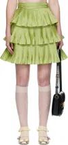 Valentino High Waist Pleated Tiered Layers Skirt In Green