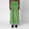 Valentino Garavani Velvet Trousers With Jacquard Hem In Green