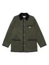 Valentino Garavani Olive Quilted Jacket With Vlogo Patch In Green