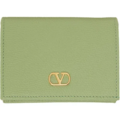 Valentino Garavani Green Vlogo Signature Grainy Calfskin Wallet
