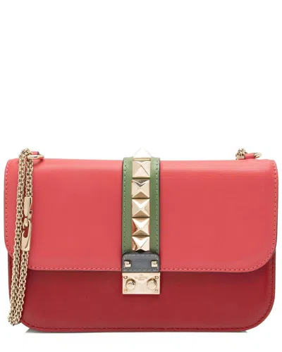 Valentino Garavani Valentino Grey Calfskin Glam Lock Medium Shoulder Bag (authentic Pre-loved)