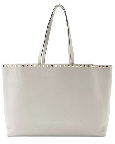 Valentino Garavani Valentino Grey Calfskin Rockstud Tote (authentic Pre-loved)