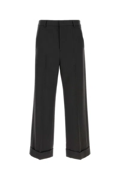Valentino Grey Charcoal Wool Pant In Black
