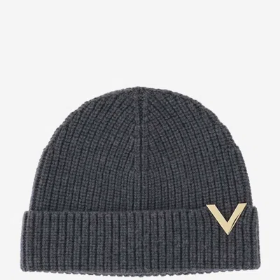 Valentino Garavani Grey Logo Beanie Hat