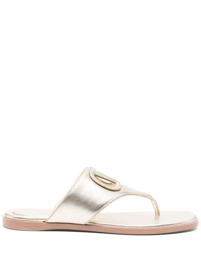 Valentino Garavani Grey Logo Leather Sandals