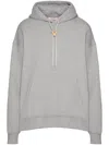 Valentino Logo Plaque Drawstring Hoodie In Grey