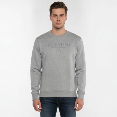 Pre-owned Valentino Grey Printed Jersey Crewneck Sweatshirt Xl In Black