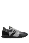 Valentino Multicolor Fabric And Nappa Leather Camouflage Sneakers In Grey