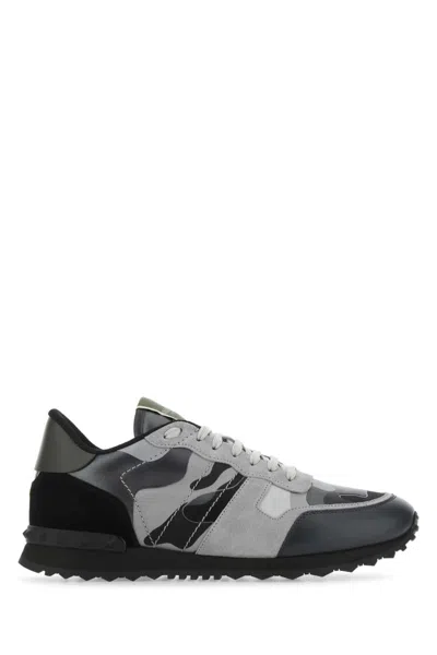 VALENTINO GARAVANI GREY ROCKRUNNER CAMOUFLAGE SNEAKERS