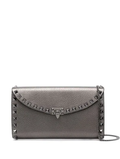 Valentino Garavani Grey Rockstud Clutch