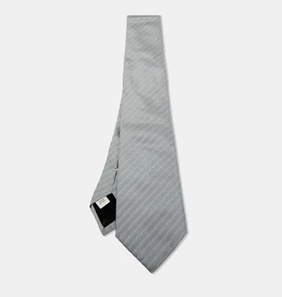 Pre-owned Valentino Garavani Grey Striped Silk Tie In Gray