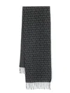 Valentino Toile Iconographe Fringed Scarf In Grey