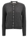 Valentino Embellished Crewneck Cardigan In Grey