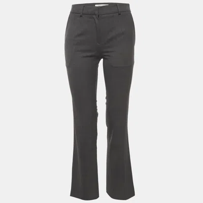 Pre-owned Valentino Grey Wool Blend Straight Fit Trousers S In Gray