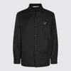 Valentino Virgin Wool Jacket With Metal V-detail In Grey