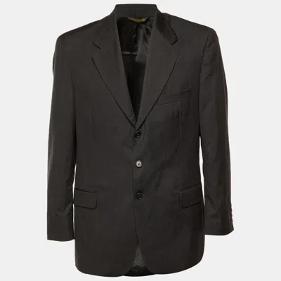 Pre-owned Valentino Grey Wool Single Breasted Blazer Xl In Gray