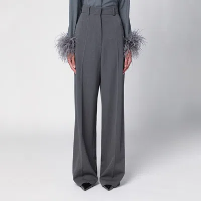 Valentino Grey Wool Wide Trousers