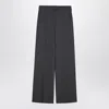 Valentino Black Wool Wide Trousers In Gray