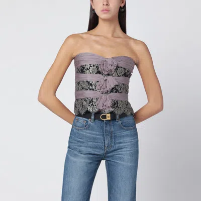 Valentino Mauve Chiffon Silk Top In Gray