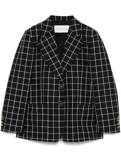 Valentino Grid-pattern Blazer In Black