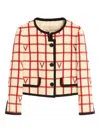 Valentino Grid Pattern Embellished Jacket