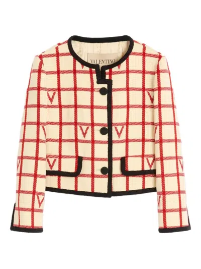 Valentino Grid Pattern Embellished Jacket