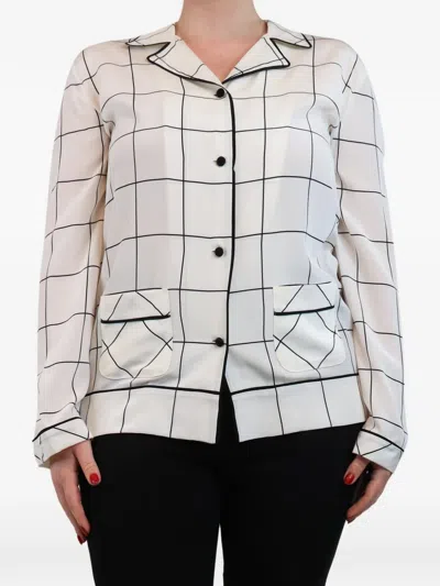 Pre-owned Valentino Grid-pattern Shirt In White
