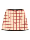 Valentino Grid-patterned Mini Skirt In Neutral