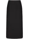 Valentino Virgin Wool Longuette Skirt With Slits And Silk Lining In Schwarz