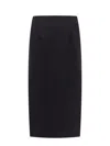 Valentino Virgin Wool Longuette Skirt With Slits And Silk Lining In Black