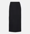 Valentino Virgin Wool Longuette Skirt With Slits And Silk Lining In Schwarz