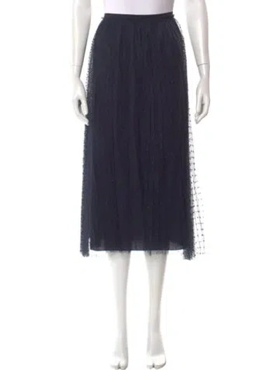 Pre-owned Valentino Grosgrain Trim Midi Length Skirt In Blue