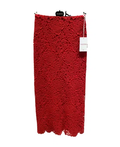 VALENTINO VALENTINO LACE DETAILED PENCIL SKIRT