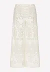 Valentino Guipure Lace Culottes In Almond