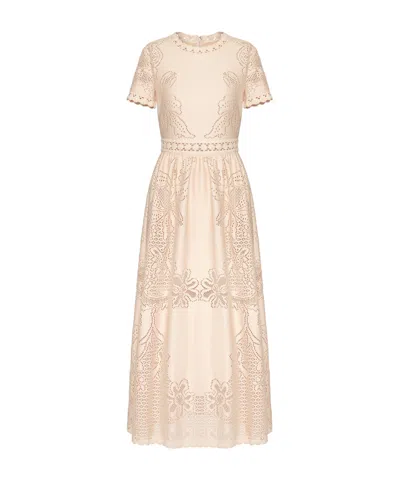 Valentino Guipure-lace Maxi Dresss In Nude
